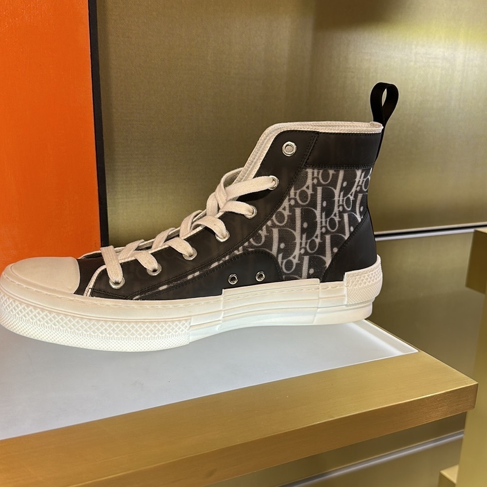 🚨 CHRISTIAN DIOR HIGH TOP SNEAKERS Black and White Dior Oblique Canvas 🚨👟 - Picture 3 of 11